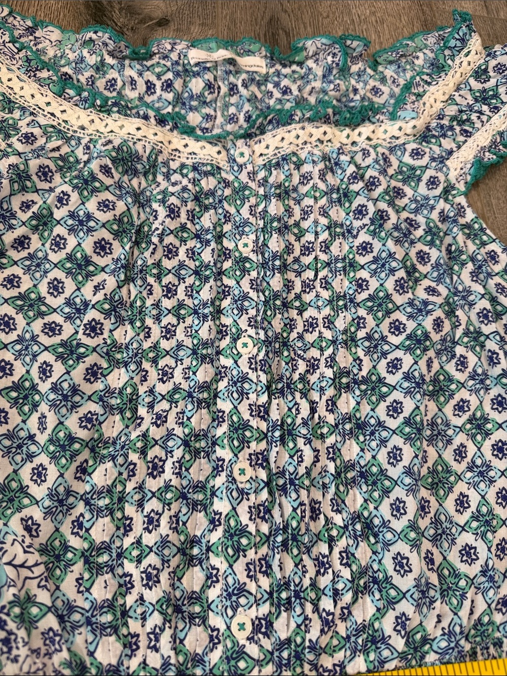 Poupette St. Barth Blue & Green Floral Smocked Mini Dress - Picture 7 of 11